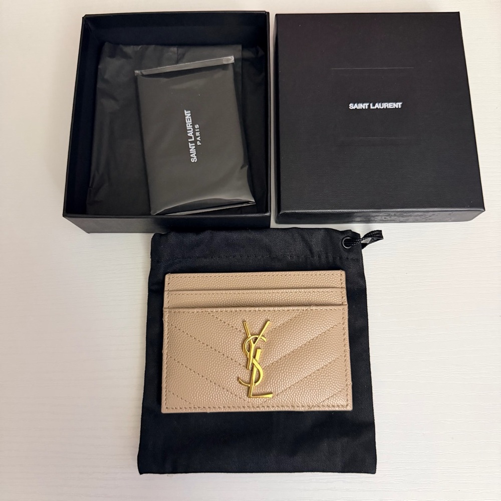 Saint Laurent Card Holder with Gold Logo
